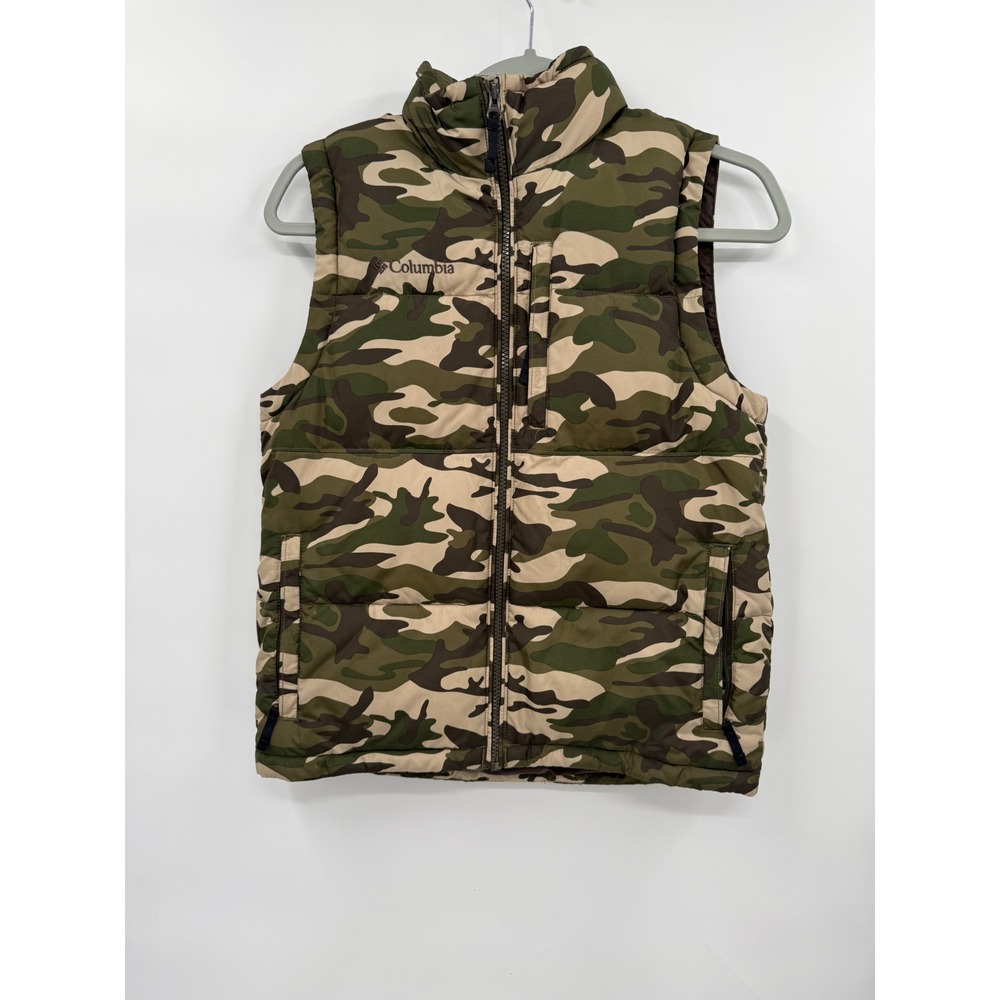 Columbia 10/12 Puffer Vest Youth Green Camo Insulated Zip SB1049